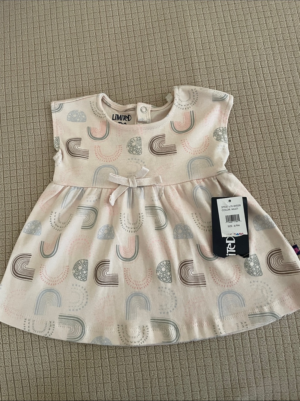 Limited Too Pastel Pink Rainbow Arch Dress 6-9 Mo. NWT!